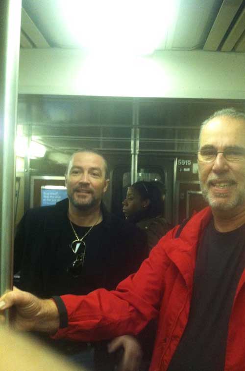 Bo and Richard on their subway ride to visit Bethel